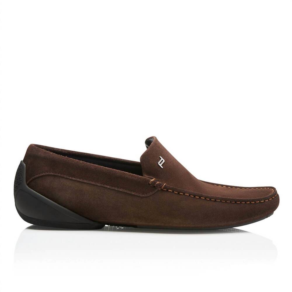 NEW PORSCHE DESIGN men's monaco velours moccasins in espresso